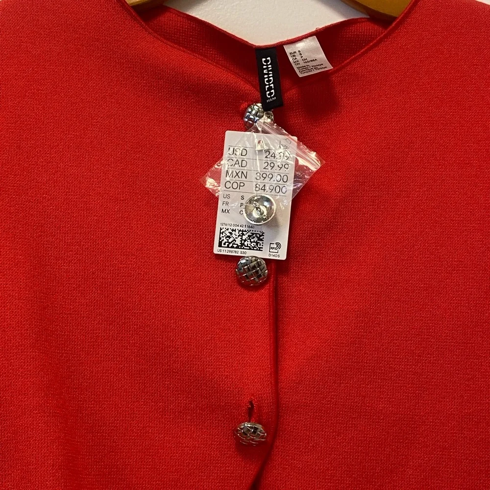 H&M Divided Red Crop Top Cardigan - Picture 9 of 11